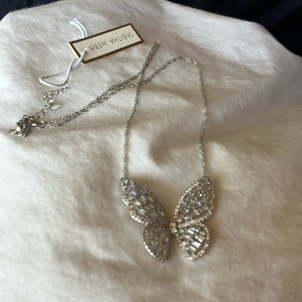 Sterling Silver Butterfly Necklace w/ Cubic Zirconias